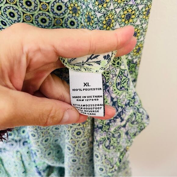 NEW Emma & Michele green blue white floral cottagecore boho midi dress XL - Picture 8 of 9